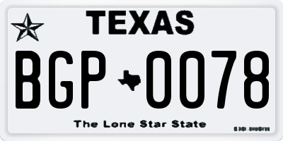 TX license plate BGP0078