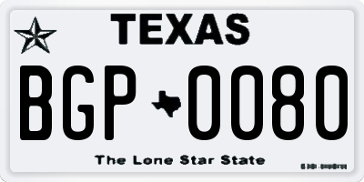 TX license plate BGP0080