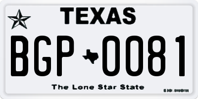 TX license plate BGP0081