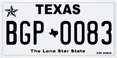 TX license plate BGP0083