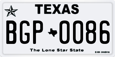 TX license plate BGP0086