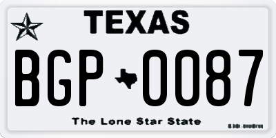 TX license plate BGP0087