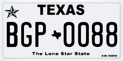 TX license plate BGP0088