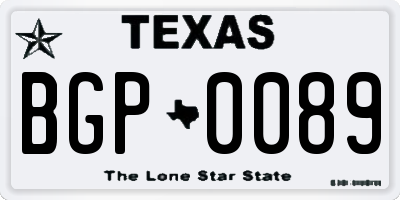 TX license plate BGP0089