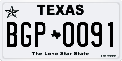 TX license plate BGP0091