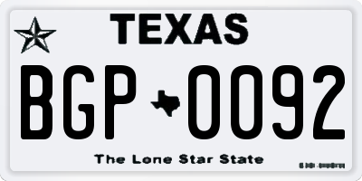 TX license plate BGP0092