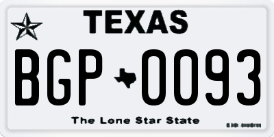 TX license plate BGP0093