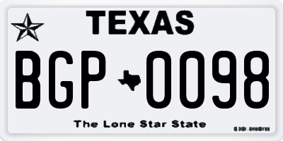 TX license plate BGP0098