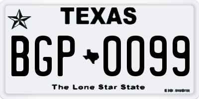 TX license plate BGP0099