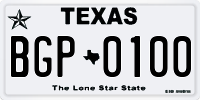 TX license plate BGP0100