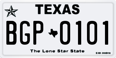 TX license plate BGP0101