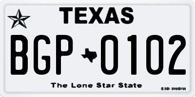TX license plate BGP0102