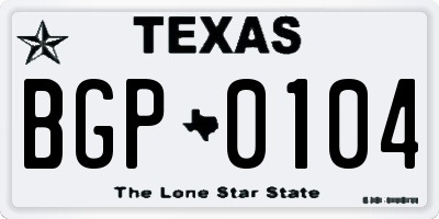 TX license plate BGP0104