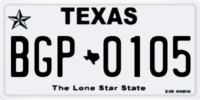 TX license plate BGP0105