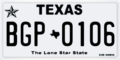 TX license plate BGP0106