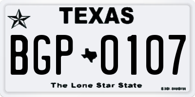 TX license plate BGP0107