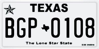 TX license plate BGP0108