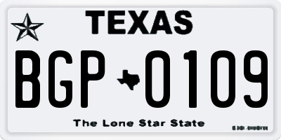 TX license plate BGP0109