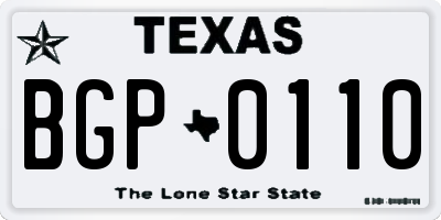 TX license plate BGP0110