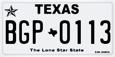 TX license plate BGP0113