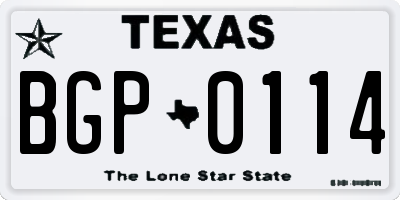 TX license plate BGP0114