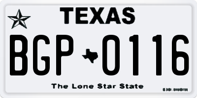 TX license plate BGP0116