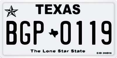 TX license plate BGP0119