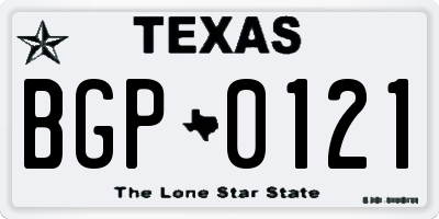TX license plate BGP0121