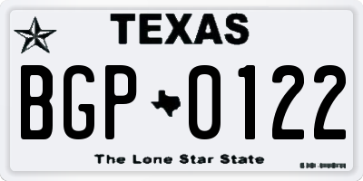 TX license plate BGP0122