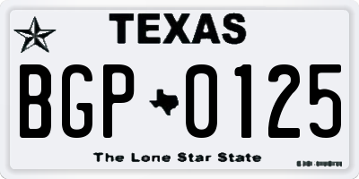 TX license plate BGP0125