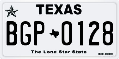 TX license plate BGP0128