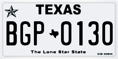 TX license plate BGP0130