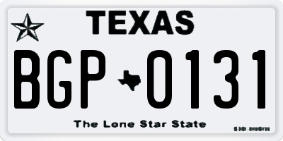 TX license plate BGP0131