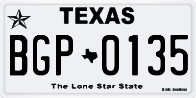 TX license plate BGP0135