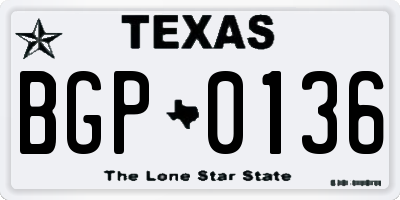 TX license plate BGP0136