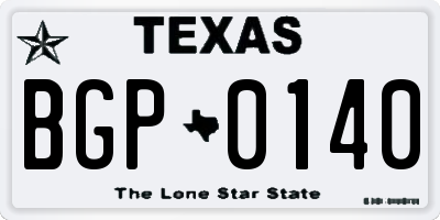 TX license plate BGP0140
