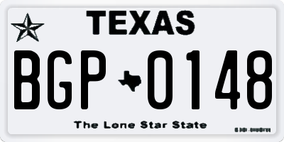 TX license plate BGP0148