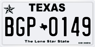 TX license plate BGP0149