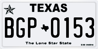 TX license plate BGP0153