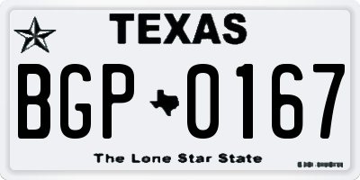 TX license plate BGP0167