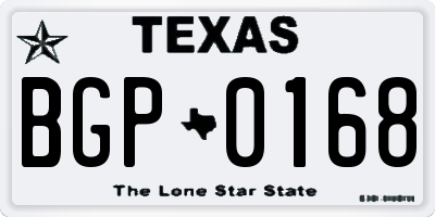 TX license plate BGP0168