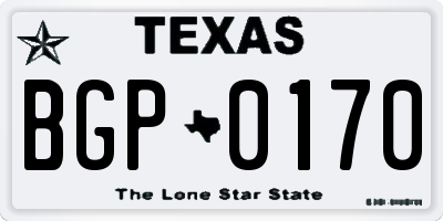 TX license plate BGP0170