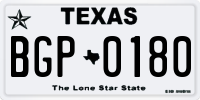 TX license plate BGP0180