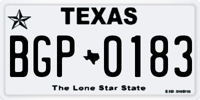 TX license plate BGP0183