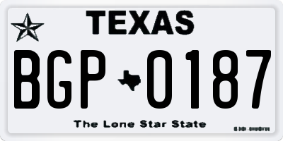 TX license plate BGP0187