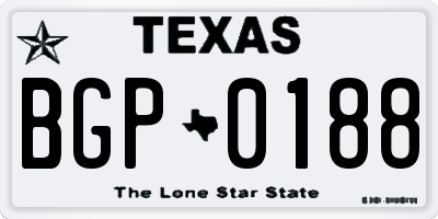 TX license plate BGP0188