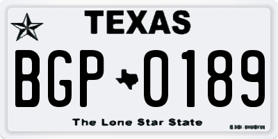 TX license plate BGP0189