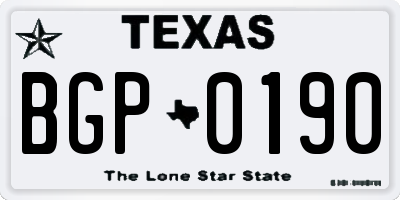 TX license plate BGP0190