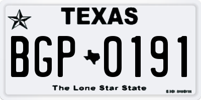 TX license plate BGP0191