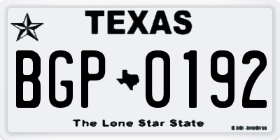 TX license plate BGP0192